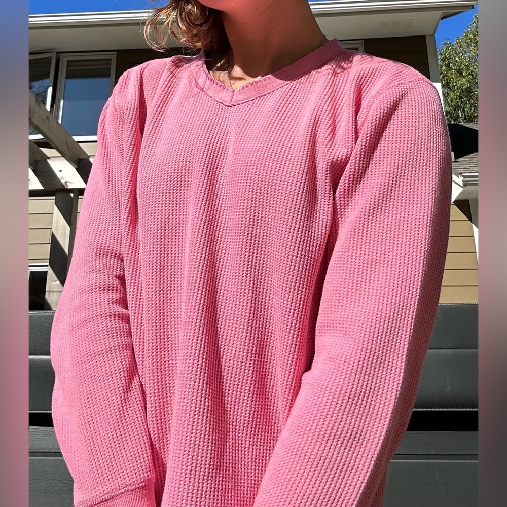 Y2K Victoria’s Secret waffle knit long sleeve tee pink